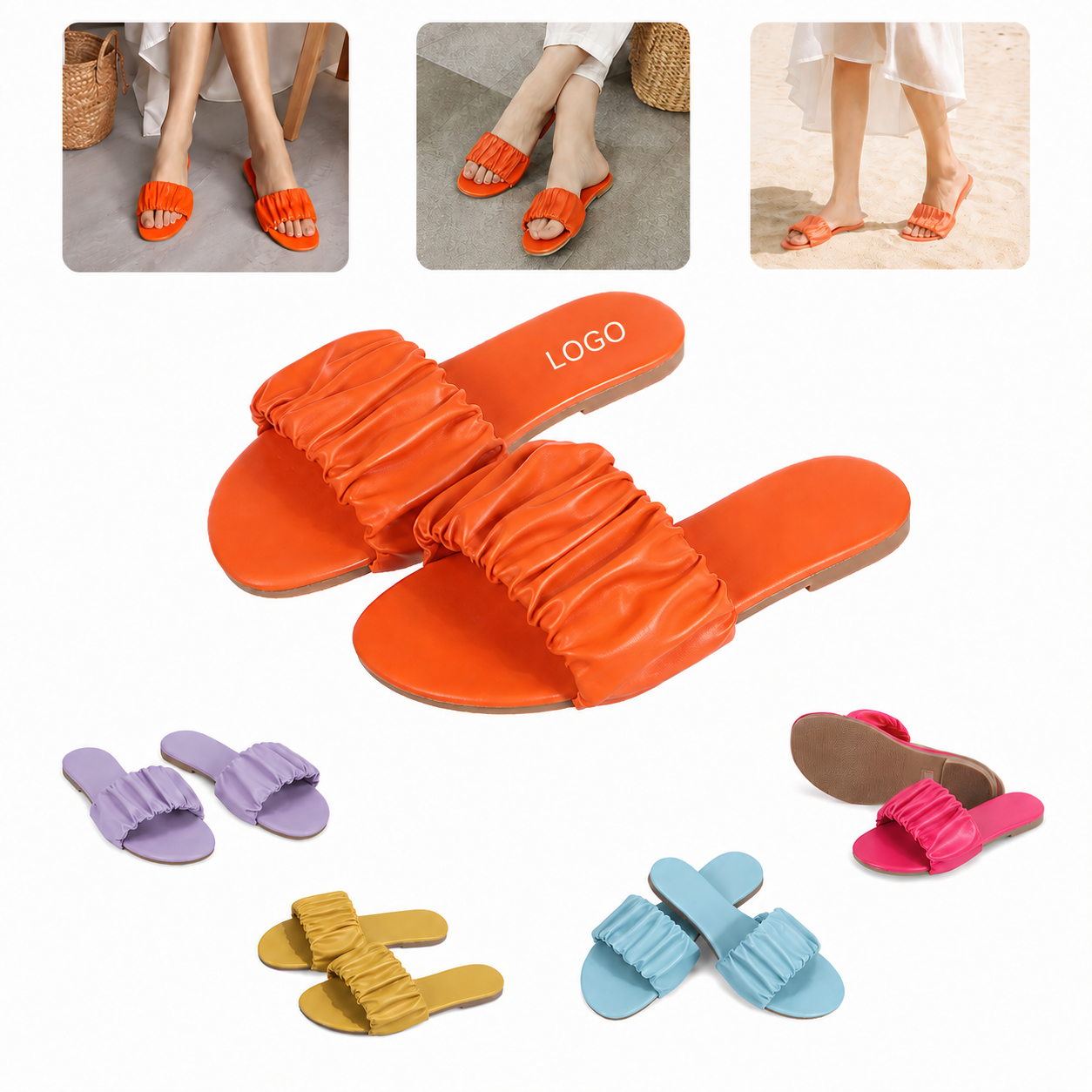 Women’s Ruched Slide Sandals