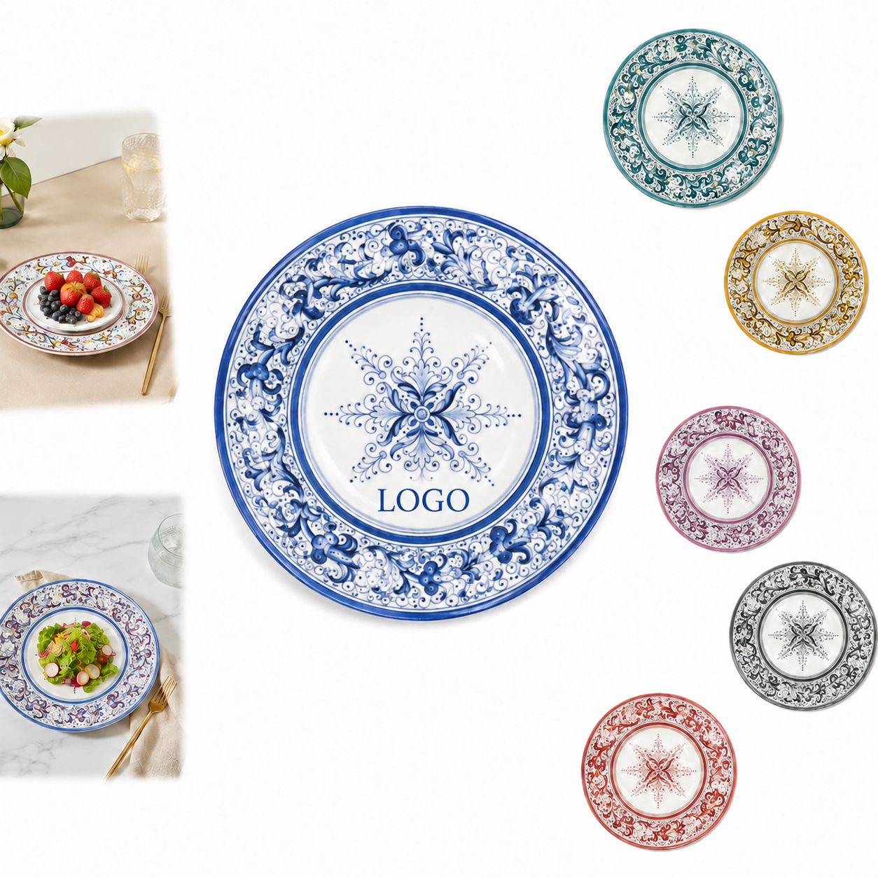 Decorative Round Plate with Talavera Pattern