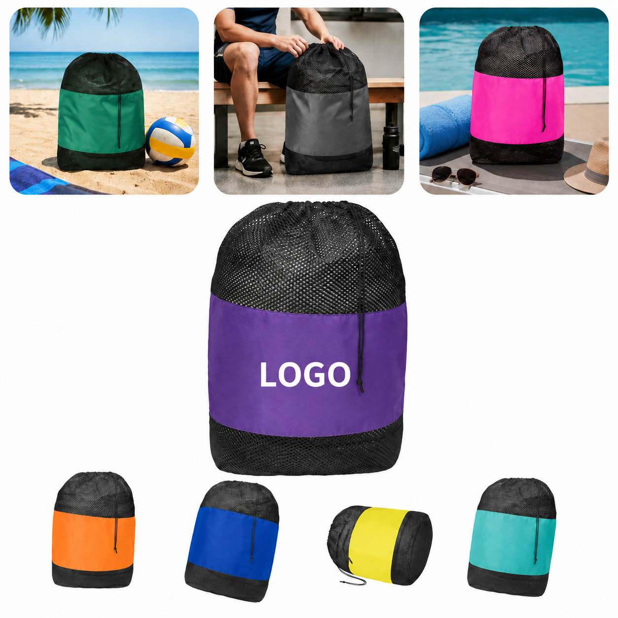 Polyester Mesh Laundry Bag with Imprint Panel