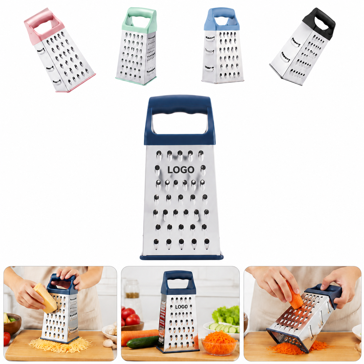 Multifunctional Stainless Steel Handheld Grater with Non-Slip Base