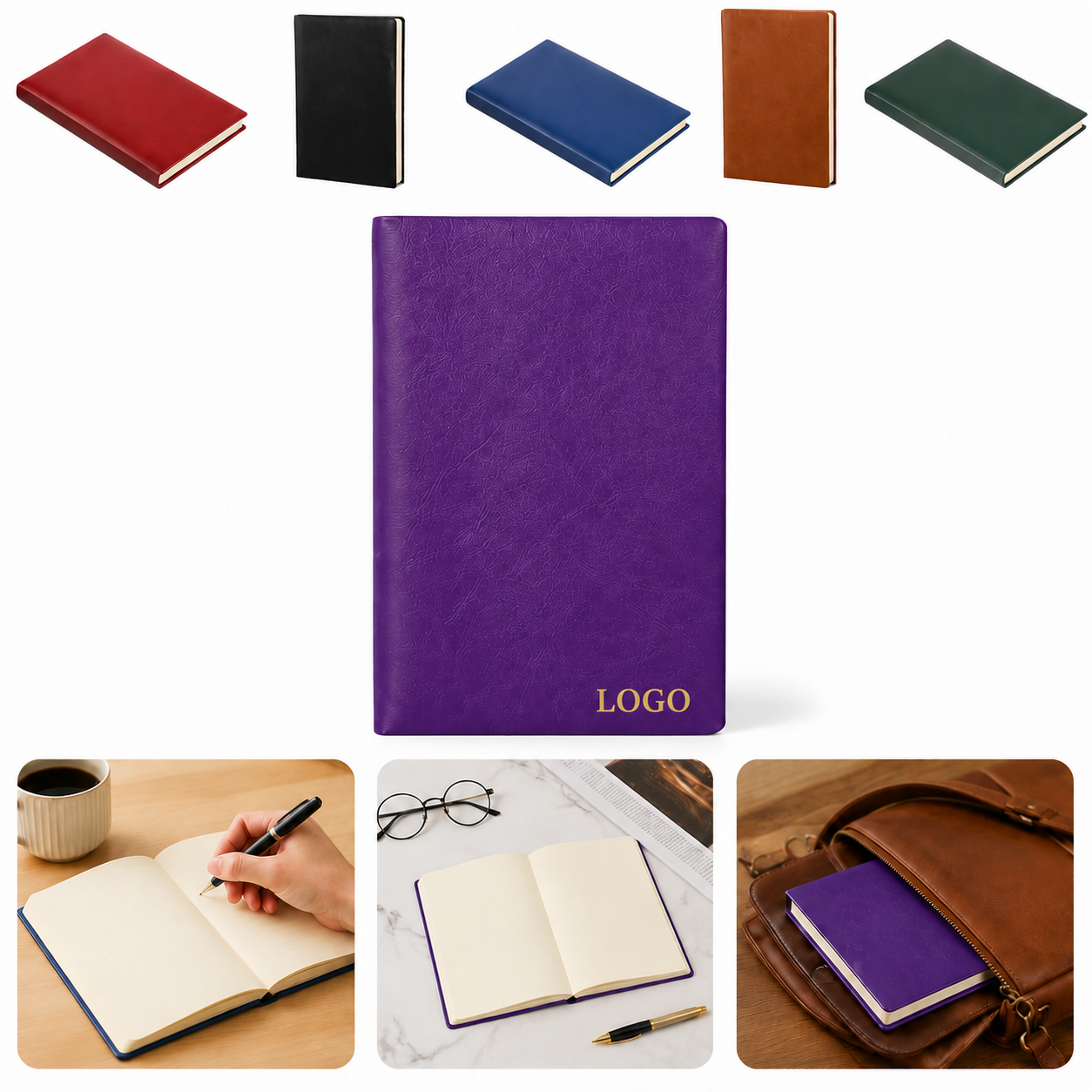 A5 Eco-Friendly PU Leather Ruled Business Notebook 192 Pages