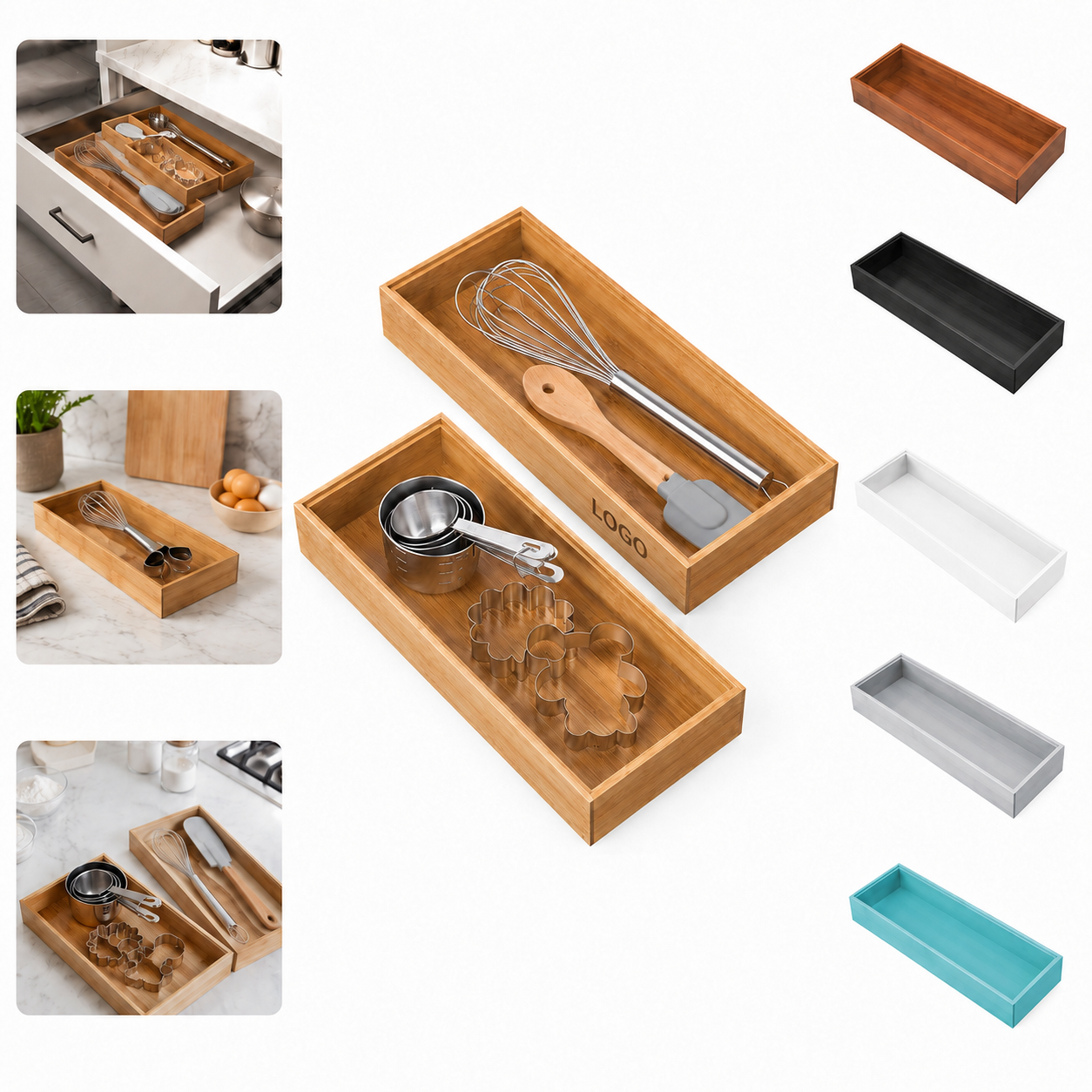EcoBamboo Drawer Organizer Tray Box