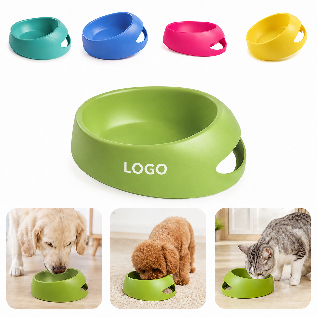 Spill-Proof 15° Slanted Plastic Pet Food Bowl