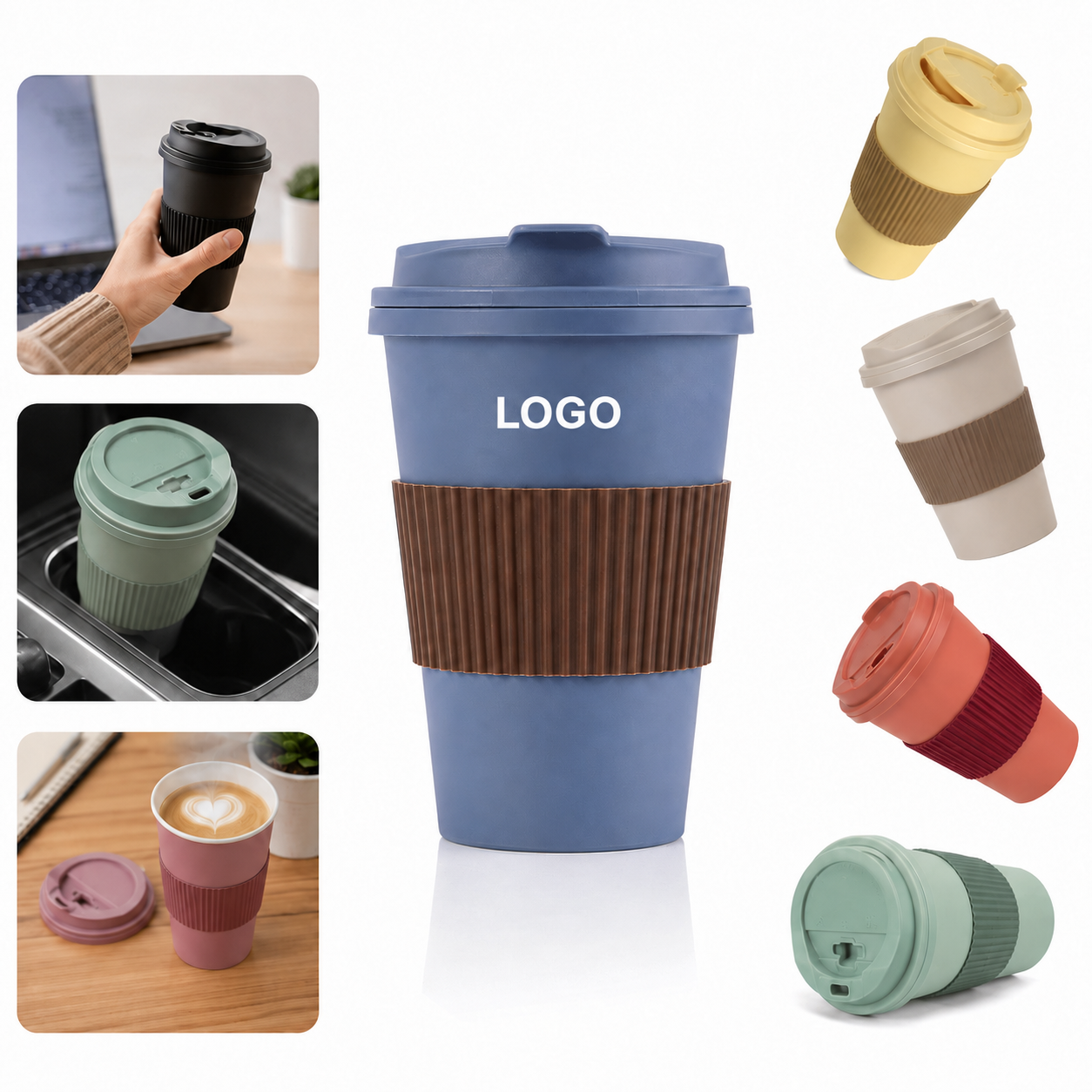 Portable Reusable Coffee Cup with Insulated Sleeve