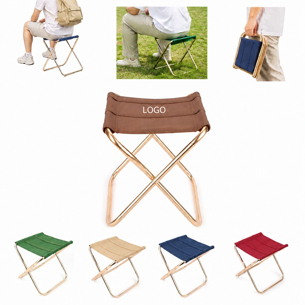 Reinforced Oxford Folding Camping Stool Chair