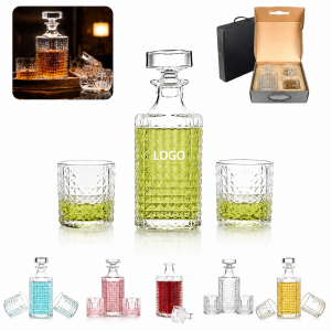 oz Glass Whiskey Decanter Set with 2 11 oz Tumblers